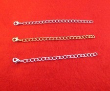 4 INCH GOLD, WHITE GOLD, SILVER PLATED 4.8MM CHAIN EXTENDER W/ LOBSTER CLAW SET