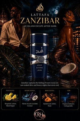 Lattafa Asad Zanzibar Bundle 100mL 3.4oz + Hawas Black 35mL 1.18oz Travel Spray