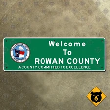 Welcome To Rowan County North Carolina highway road boundary line sign 30x10