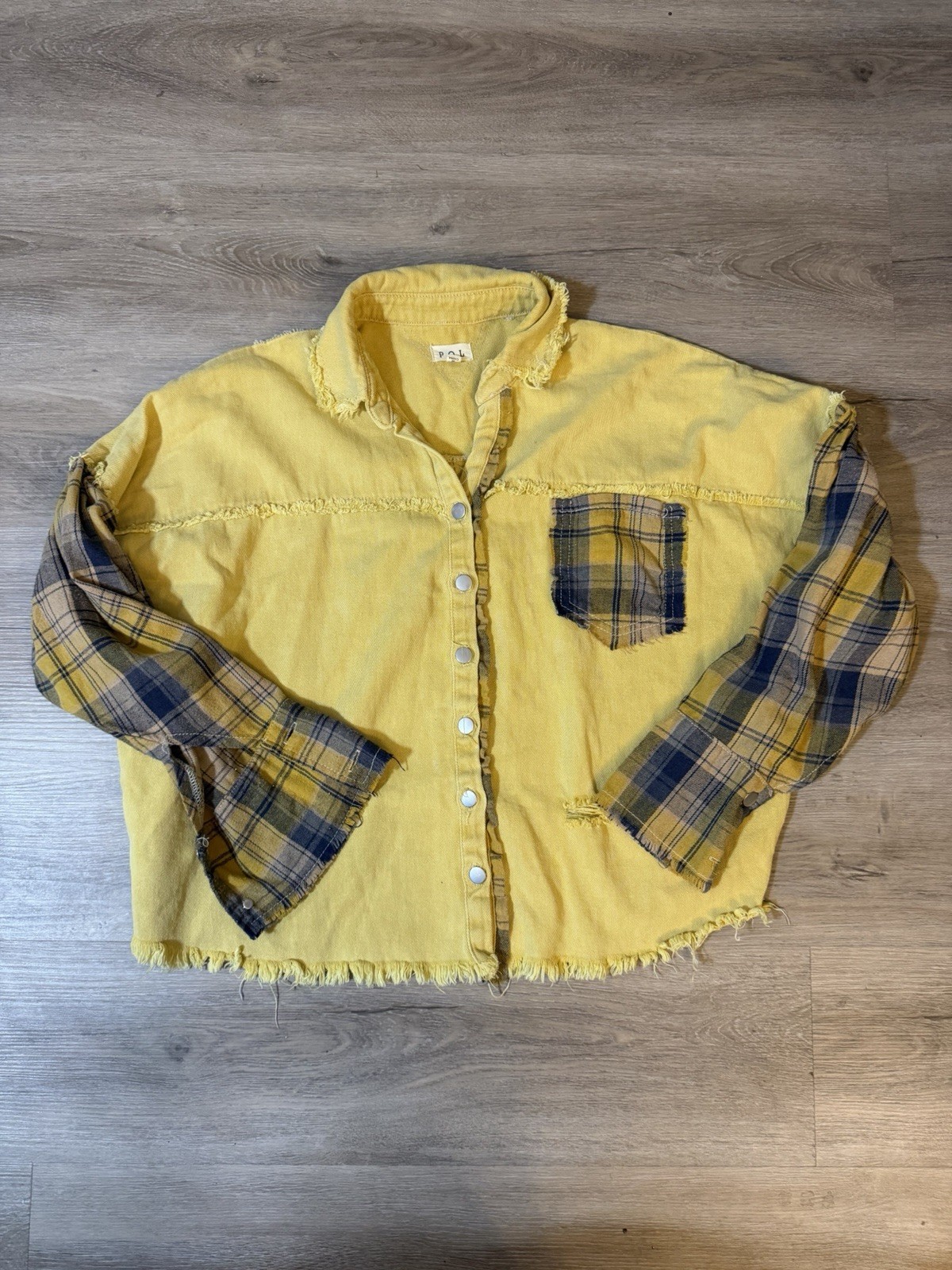 POL Womens Oversized Patchwork Distressed Jacket … - image 1