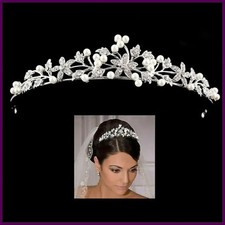 Bride Pearl Crown Headband Diamond Hair Accessories Alloy Rhinestone Princess.