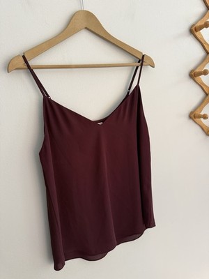 Babaton Everly Camisole Spaghetti Strap V-Neck Top In Burgundy By Aritzia Sz S
