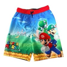 Super Mario Swimsuit Swim Trunks Boy's Nintendo Board Shorts Luigi Yoshi Size 7
