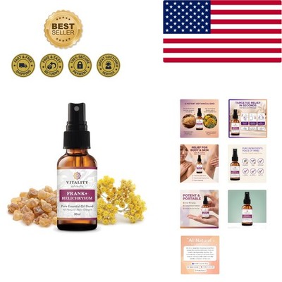 Natural Frankincense & Helichrysum Essential Oil Blend - 30ml Aromatherapy Spray