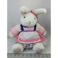 Walmart White Rabbit Plush Pink Stripe Dress Purple Pants 12 Inch Stuffed Animal