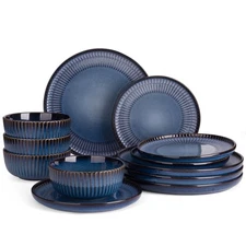 Famiware Starlight Dinnerware Sets, Plates and Bowls Dish Set of 4 12 Pieces