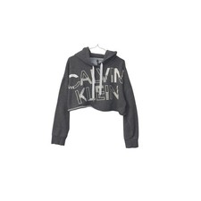 Calvin Klein Performance Cropped Hoodie Gray Logo Long Sleeve Athletic XL