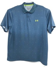Under Armour Performance Polo Shirt Mens XL Blue Golf Loose Fit Logo Athletic