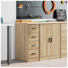Garage Storage Cabinet Sonoma Oak Solid Pine Worktop 30x51x85cm 2-Shelf Storage