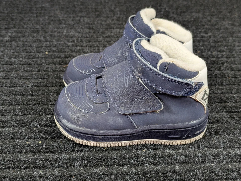 Nike Jordan AJF 4 Zapatos Niño Pequeño Talla 4.5C Azul Marino Blanco Parte Superior Alta 331853-411 Foto 2 de 4