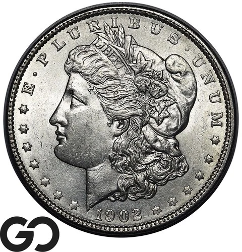 1902 Morgan Silver Dollar Coin, Very Nice Gem BU++
