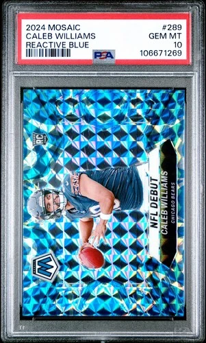 2024 Panini Mosaic - Caleb Williams NFL Debut RC #289 Reactive Blue PSA 10 Bears