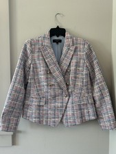 Talbot Cotton Blend Double Breasted Tweed Blazer Size 6 Petite