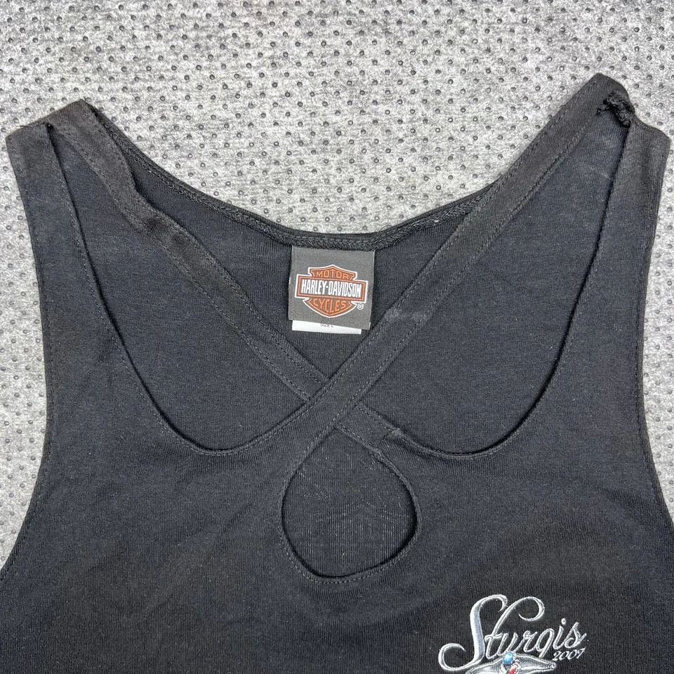 Regata Vintage Y2K Harley Davidson Motociclista Sturgis Feminina Preta Tamanho G - Imagem 3 de 4