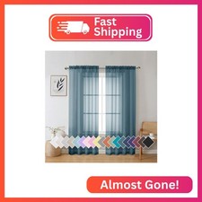 Aiyufeng Dusty Blue Sheer Curtains 72 Inch Length 2 Panels Set, Light Filtering