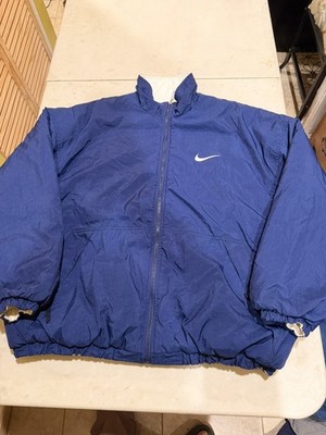 Vintage Nike Jacket Mens Size XLPuffer Reversible Big Swoosh Blue 90s