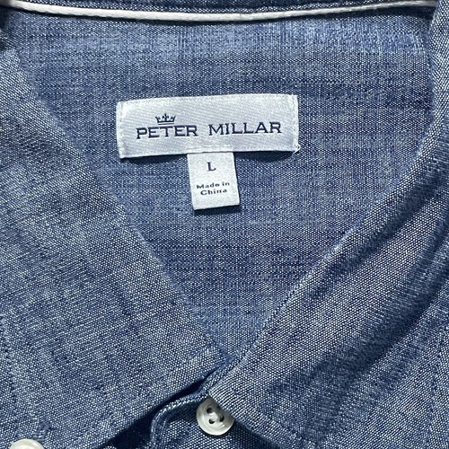 Peter Millar Tamworth Chambray Button Up Shirt Mens Large Blue Denim MINT $148 - Picture 5 of 10