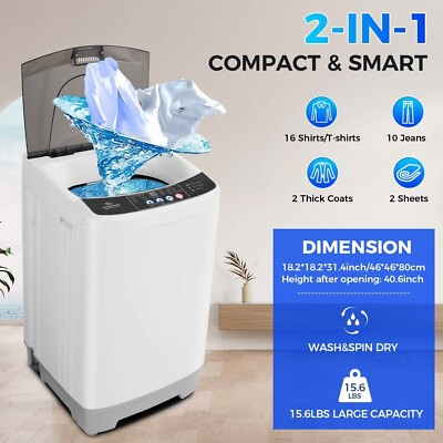 #ad #ad Home 15.6lbs Capacity Full Automatic Washing Machine Spinner Dry Washer 2 in 1🔥 $189.99