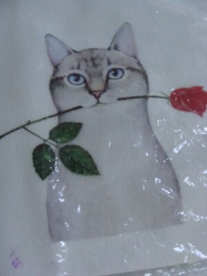 NEW SEALED Cat Kitten Rose Have Nice Day Travel Cosmetic Pouch Zip Case Keyring