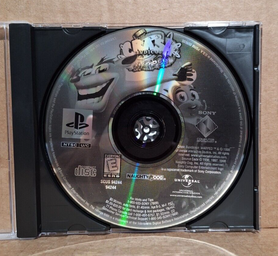 Crash Bandicoot: Warped (Greatest Hits) (PS1) - Disc Only w/ Repro 