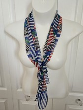 Vtg Liz Claiborne Scarf Polyester 10.25x52" Sailboats