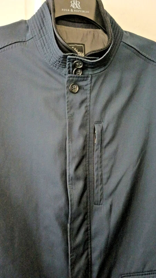 Chaqueta de Campo Saks Fifth Avenue Cremallera Tapeta Tormenta Bolsillos Grandes Azul Para Hombres Grande Foto 3 de 4