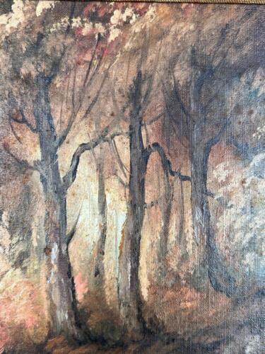 Vintage Framed Oil Painting Landscape Trees Woods Artist Signed Morrow Original - Picture 4 of 24