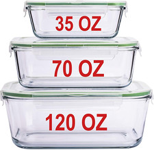 LARGE Glass Containers for Food Storage with Locking Lids Baking Dish Set 3 120