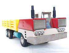 Japan Made DOUBLE ENGINE CENTER CABIN Friction Tin Toy Truck NM 50 CULT Car RARE