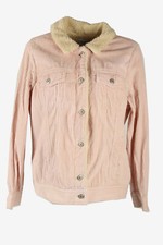 Vintage Corduroy Jacket Sherpa Lined Cord Button 90s Retro Pink Size Xl - C3325