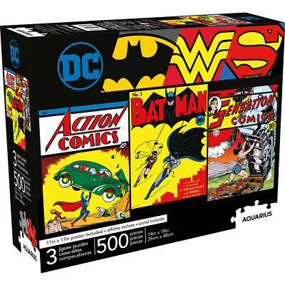 DC Comics Heroes 3er Set 500 Teile Puzzle 480 mm x 350 mm ZUM AUSRÄUMEN..!