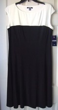 New Chaps Women's Colorblock Fit  Flare Dress Black Size L