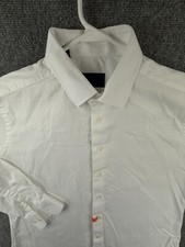 David Donahue White 18 34/35 Trim Fit Button Up Dress Shirt Long Sleeve Thicker