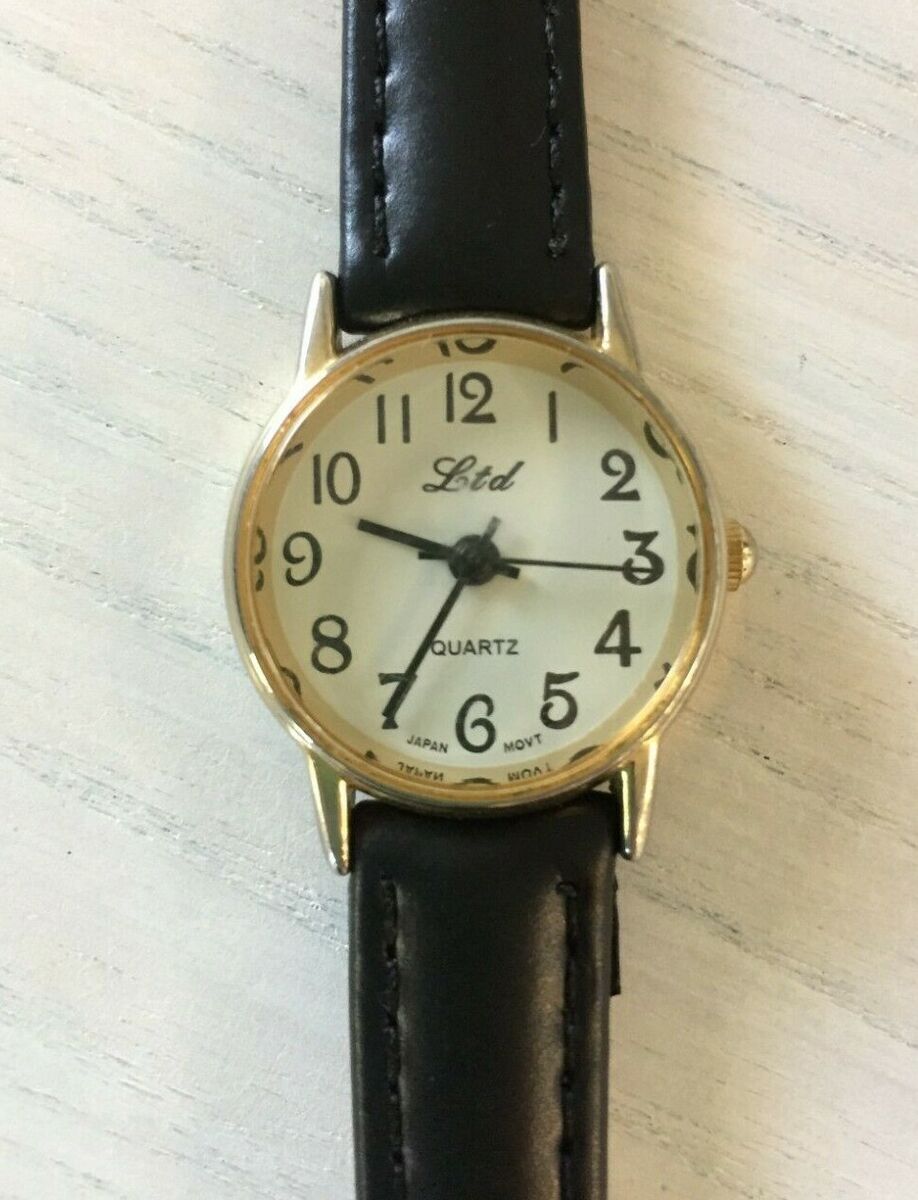 LTD Ladies Quartz Watch ~ New Black Leather Band | eBay LTD Ladies Quartz Watch ~ New Black Leather Band | eBay