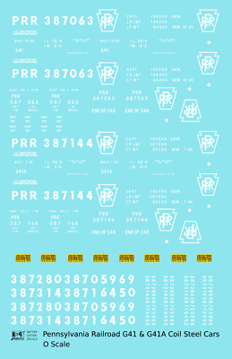 K4 O Scale Decals Pennsylvania Railroad G41 and G41A Coil Steel Car White