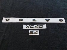 OEM Style Gloss Black Set Volvo XC40 B4 Rear Badge Emblem Decal Replacement