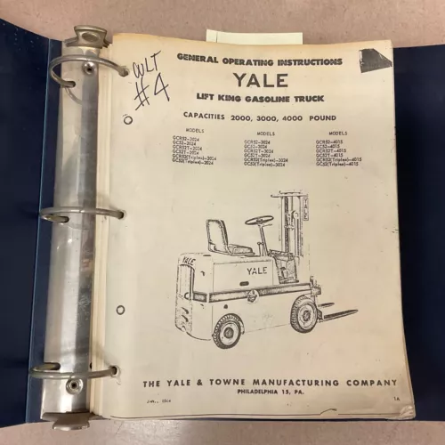 Yale GCR52 2000-4000# PARTS BOOK & SERVICE MAINTENANCE REPAIR MANUAL FORK LIFT
