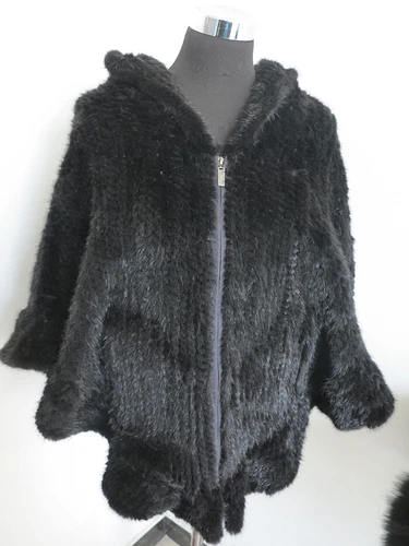 Gestrickter Echt Nerz Pelz Cape / Pelzschal / Jacke / Poncho / Schal 70*90cm - Bild 6 von 23