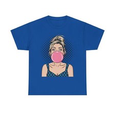 PopArt Girl Bubble Gum Bubble Tshirt unisex heavy cotton
