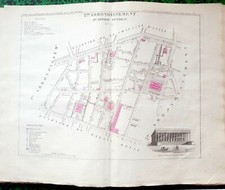 Paris IIth - Old Quartier Feydeau Rare Decorated Plan 37 x 29 cm from 1836 