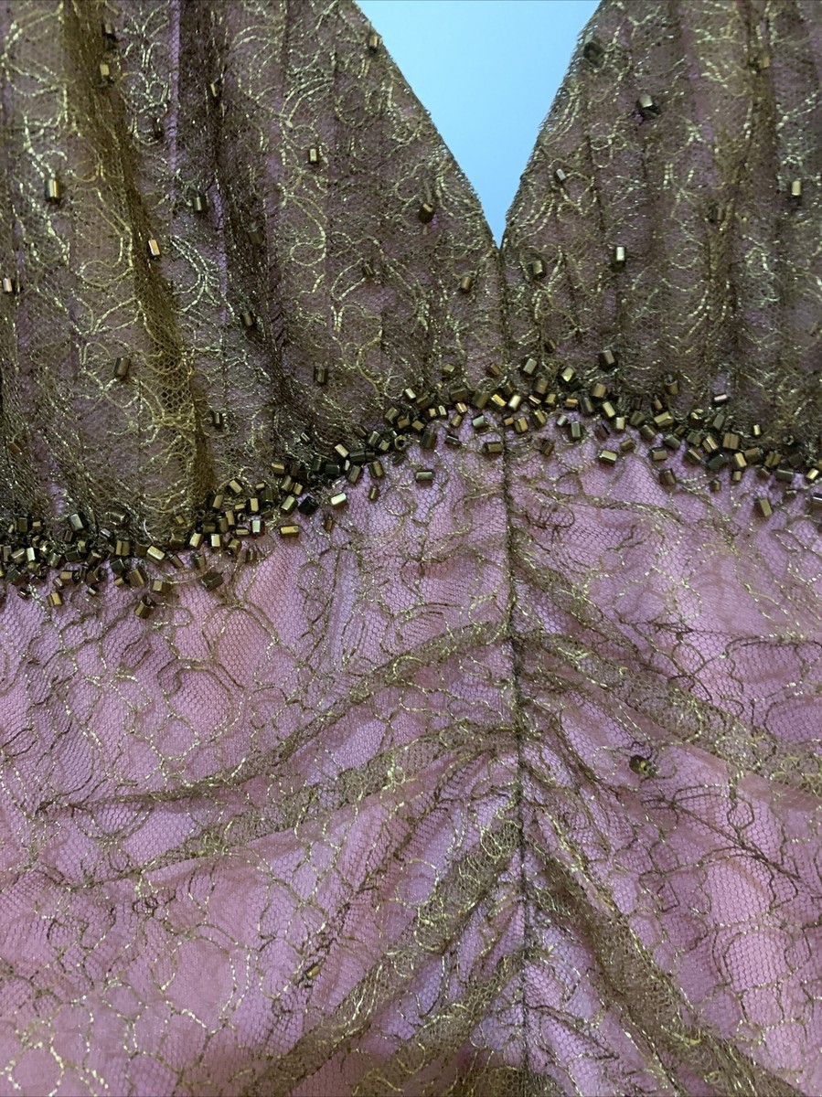 JS boutique dress size 22 pink and brown lace. sleeveless v neck. Beaded |  eBay