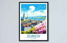 Zurich Travel Print Wall Art Zurich Wall Hanging Home D�cor Zurich Gift Art Love