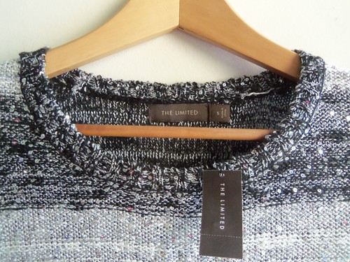 The Limited Sequin Shine Sweater Silver/Gray/Black Polyester Blend, Size S, NWT - Picture 4 of 11