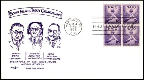 1008-24 NATO FDC, Pent Arts Cachet, VF, B4, Unaddressed, open flap, great color.