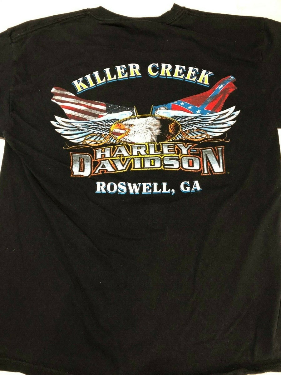 【Raucohouse】American harley-davidson printing t-shirt Harley Davidson Vintage Black T-Shirt L Roswell, GA Killer