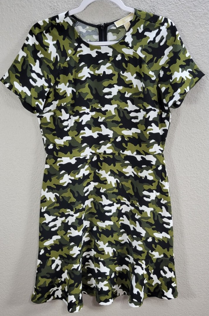 Women's Michael Michael Kors Green Camo Tee Shirt Dress Short