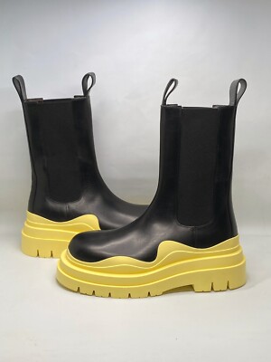 Bottega Veneta Contrast-Sole Leather Tire Men's Chelsea Boots size