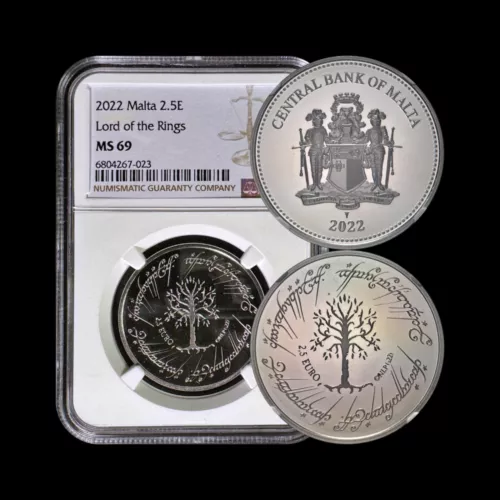 MALTA. 2022, 2.5 Euro - NGC MS69 - Lord of the Rings, White Tree of Gondor 23