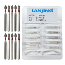 Multi-Use Diamond Burs FG 379/018F Football Egg Fine Grit Red Friction Grip Burr