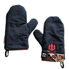 Maysternya Reinforced Kitchen Oven Glove 100% Cotton Oven Mitt Black 12.2"x8.3"